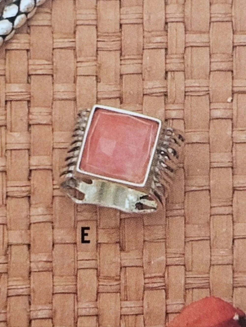 Silpada Sterling Silver Faceted Cherry Quartz Etched Wide Band Ring Size 9-9.25